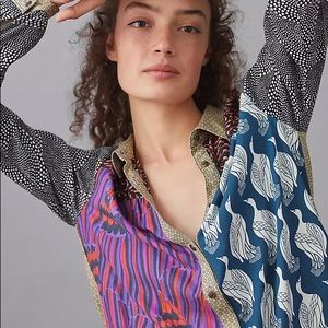 🆕 MAEVE Contrast Buttondown Patchwork Shirt